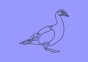 Duck-continuous line drawing icon. Editable line