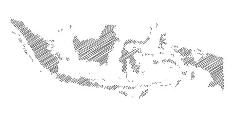 vector illustration of scribble drawing map of Indonesia