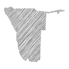 vector illustration of scribble drawing map of Namibia