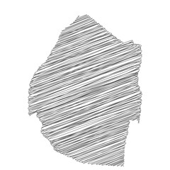 vector illustration of scribble drawing map of Eswatini