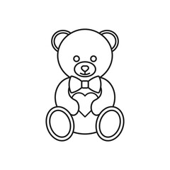 Teddy bear with heart icon. Vector. Line style.