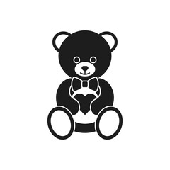 Teddy bear with heart icon. Vector. Flat design.