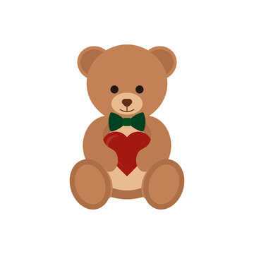 Teddy bear with heart icon. Vector illustration.	