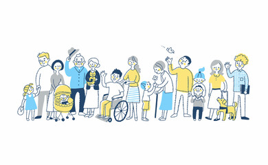 多様性　さまざまな人々　全身