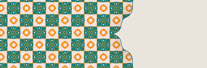 Islamic Arabic Arabesque Ornament Border Luxury Abstract White Background with Copy Space for Text