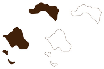 Tanga Islands (New Guinea, Pacific Ocean, Bismarck Archipelago) map vector illustration, scribble sketch Boang or Boeng, Malendok or Maledok, Lif and Tefa map