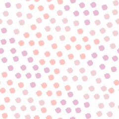 Pastel Blossom-Dots. Seamless Water-Colour Polka Pattern on White
