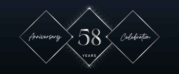 58 years anniversary celebration logotype. Vector design for anniversary celebration events, birthday party, greeting card, wedding, invitation card. 58 Year Anniversary Template Design Vector