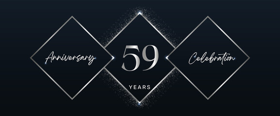 59 years anniversary celebration logotype. Vector design for anniversary celebration events, birthday party, greeting card, wedding, invitation card. 59 Year Anniversary Template Design Vector