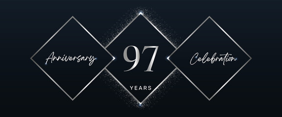 97 years anniversary celebration logotype. Vector design for anniversary celebration events, birthday party, greeting card, wedding, invitation card. 97 Year Anniversary Template Design Vector