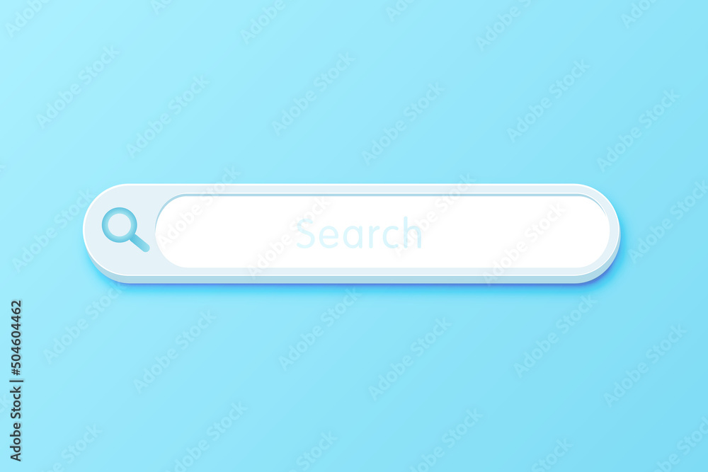 Poster search bar design element on blue background. search bar for ui. minimal sign, symbol. 3d vector ill