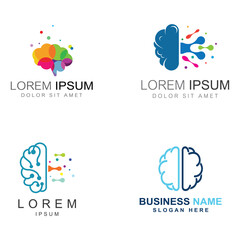 Brain logo. Brain logo with combination of technology and brain part nerve cells, with design concept vector illustration template.