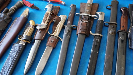 Cold steel weapons - Bayonets, dirks, daggers, stilettos,  cutlasses, hangers, collection. Cold...