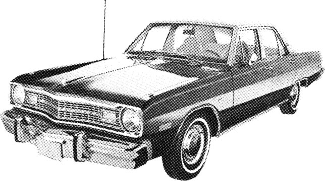 halftone vintage image of a car with a transparent background
