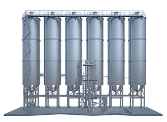 row of silo towers isolated on white © petrovk