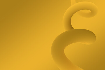 Trendy yellow gradient twisted object 3d illustration. Abstract curved shape background