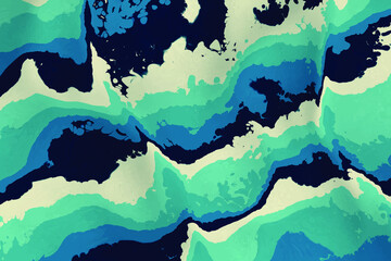 Obraz premium Gentle ink wallpaper. Dark blue natural luxury fluid marble texture. Abstract hand-drawn watercolor background. Colorful dye stains on canvas