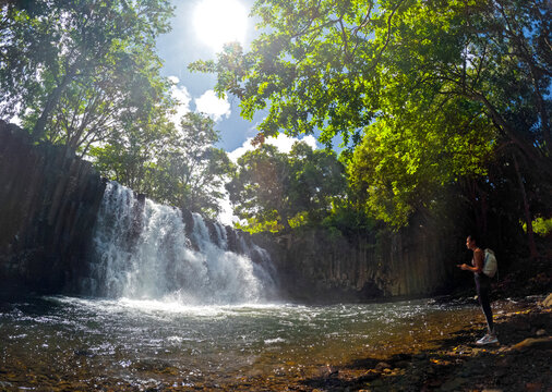 View of Rochester falls during a morning in the southf of Mauritius island	
