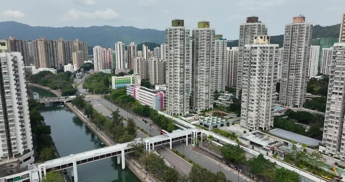 Tuen Mun, Hong Kong Drone fly over Hong Kong residential district