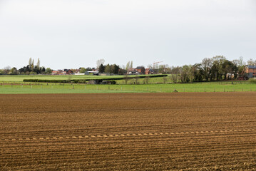 View over the farmland and houses of Scherpenheuvel,  Belgium