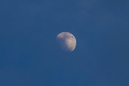 A Beautiful Close-up Photograph Of The Moon (curved Moon), In Which We See More Than Half Of The Satellite.