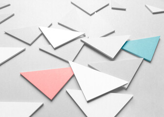 Triangular shapes abstract composition, 3d illustration