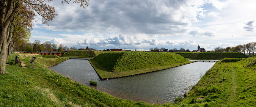 Stevensweert, Limburg, The Netherlands -- Medieval fortress ruins and green surroundings