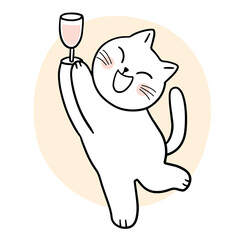 Cartoon cute cat and glasses vector.