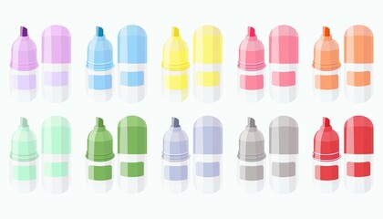 Mini Markers. Stationery for writing letters, graffiti. Graphics. Vector. Web design. 