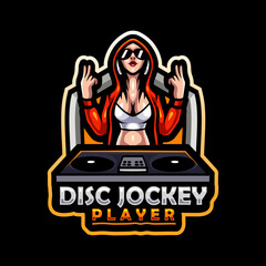 Disc jockey mascot. esport logo design. for electronic sport gaming logo and t shirt or twitch and youtube logo