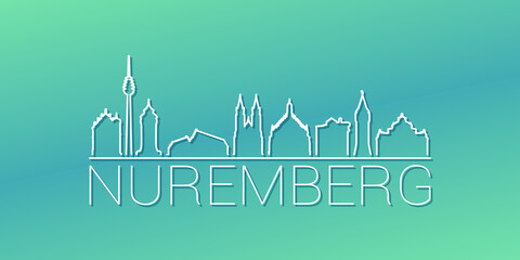 Nuremberg, Germany Skyline Linear Design. Flat City Illustration Minimal Clip Art. Background Gradient Travel Vector Icon.