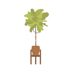 Artificial plant in a pot. Isolated. Flat style.