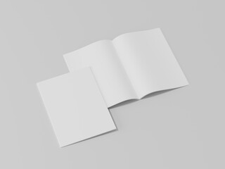 White blank book mockup, notebook paper, 3d rendering, 3d illustration 