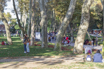 Fototapeta premium People who spend time in Gulhane Park Istanbul, turkey