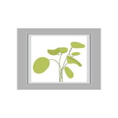 Painting depicting a green plant. Isolated. Flat style.