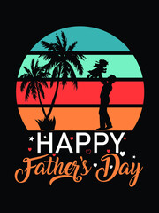 Fototapeta premium Man holding girl upward colorful illustration design for father's day t shirt vector, happy father's day