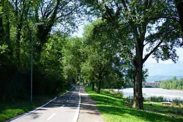 A bicycle road beside the river
