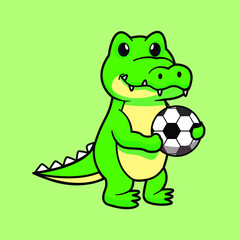 Cute crocodile mascot carry the ball of illustration vector