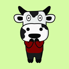 Cute cow mascot with wow expression of illustration vector