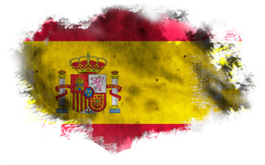 White torn background with flag of Spain. 3d illustration