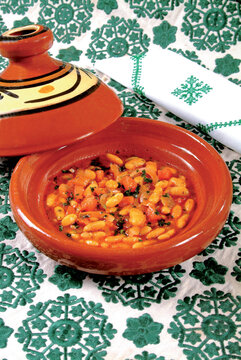 Traditional Moroccan tagine with vegetables, Famous traditional Moroccan tajine. traditional moroccan meal. bean