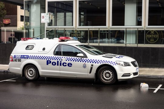 Holden Ute police pickup  at the streets of Perth, Western Australia