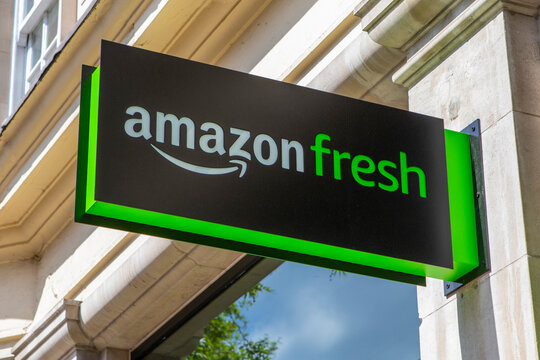 Amazon Fresh Store Sign in London, UK