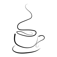 Continuous line drawing of cup of coffee