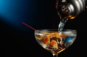 Martini with green olives.