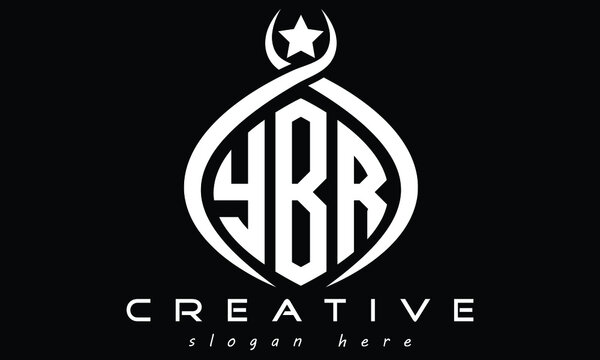 YBR three letters curved oval monogram initial minimalist modern creative logo design