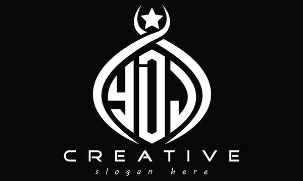 YDJ three letters curved oval monogram initial minimalist modern creative logo design