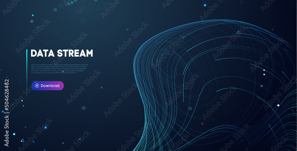 Poster abstract purple data stream. abstract digital background cloud technology. big data technology vecto