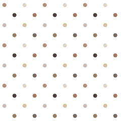 Watercolor seamless pattern. Polka dot baby print. Brown, beige dots on white background. For wallpapers, postcards, wrappers, greeting cards, textile, invitations