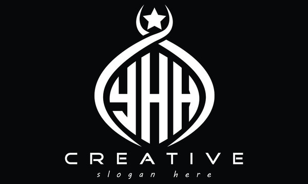 YHH three letters curved oval monogram initial minimalist modern creative logo design